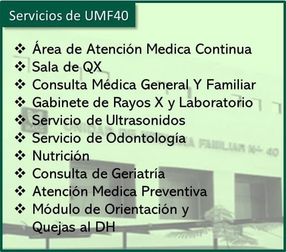 IMSS UMF 40 - Servicios